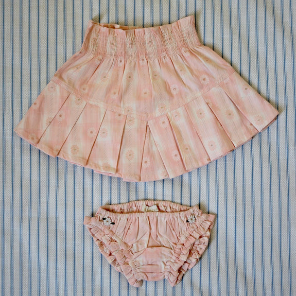Pink Gingham Pleated skirt & panties