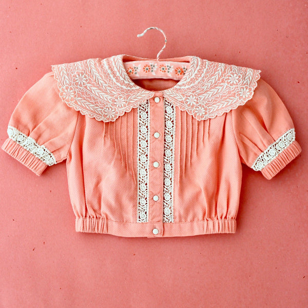 Bubble gum cotton piqué cropped blouse – Belle Vie Paris