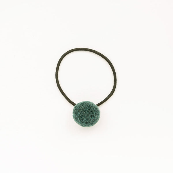 Hair tie with Handcrafted Pompon Green Blue