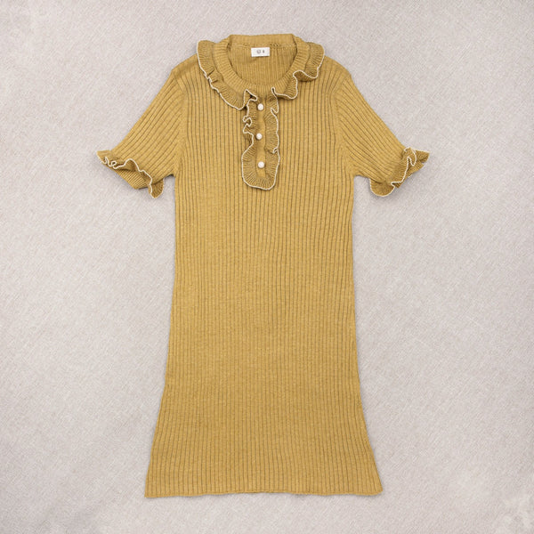 Mustard Cotton/Silk Knit Dress