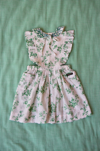 Green Flowers Apron Dress