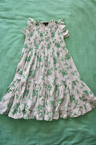 Green Flowers Long Dress