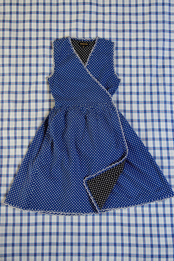 Blue Dots Reversible Wrap Dress