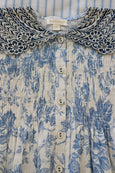 Blue Flower Wallpaper Tunic Blouse & Hair Clip