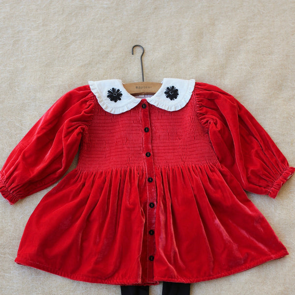 Women's clothing fashion tops, My little red top froufrou collar