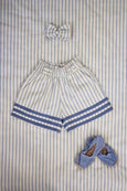Blue Mattress Stripes Shorts & Hair Clip