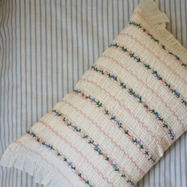 Ivory Handsmocked Cushion Cover