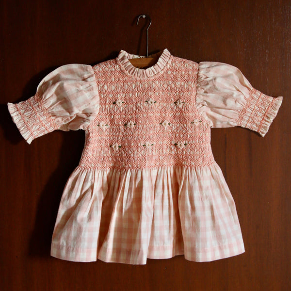 Pink Gingham Smocked Blouse