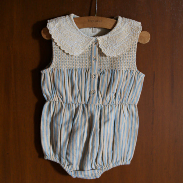 Blue Transat Stripes Baby Romper