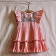 Pink Pleated Taffeta Embroidered Dress
