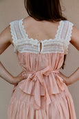 Woman Pink Cotton Silk Top with Lace
