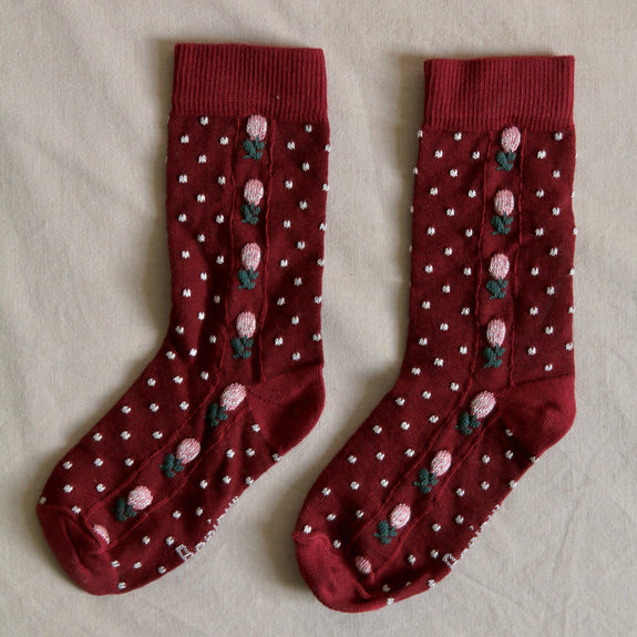 Red Polka Dot & Flower Socks