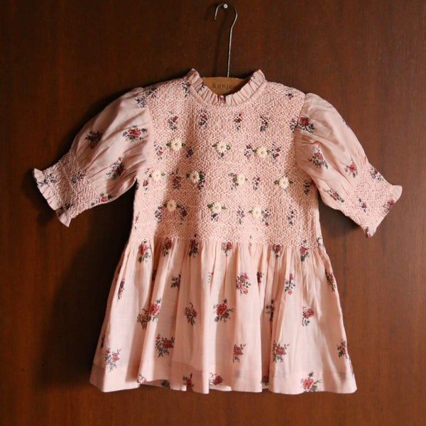 Pink Garden Flowers Smocked Blouse