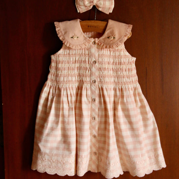 Pink Gingham Tunic and its Bow Hair clip