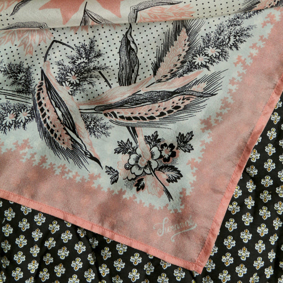 Small Nude Pink Silk Square Wheat Ears