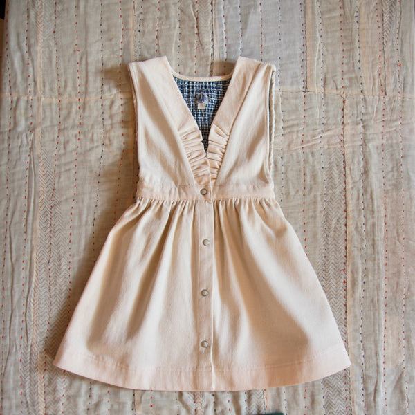 Ivory Denim Apron Dress