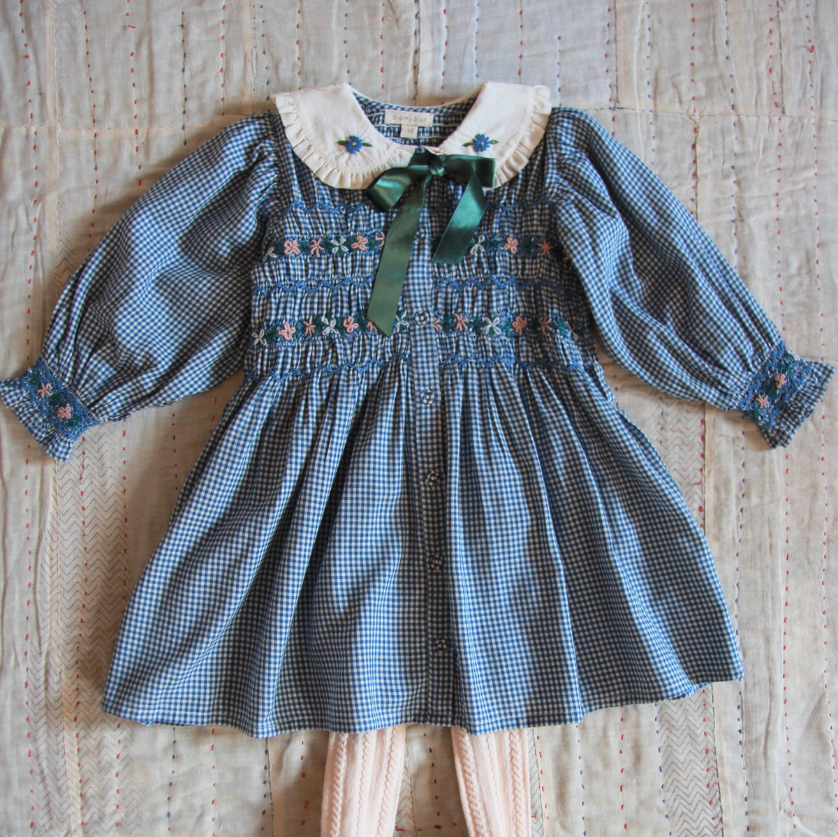 Ines Dress in Blue Vichy Check by Bonjour
