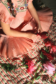 Pink Pleated Taffeta Embroidered Dress