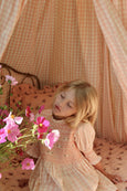 Pink Gingham Smocked Blouse
