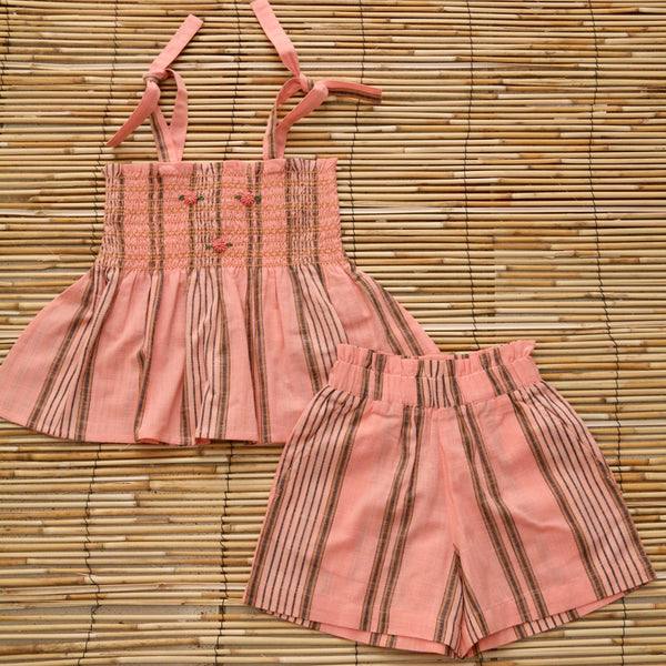 Pink Striped Shorts & Top Set