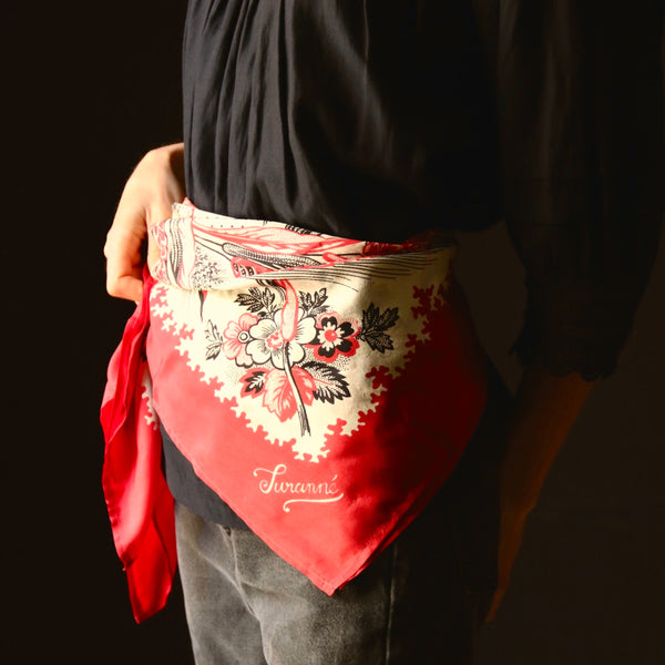 Large Red Silk Square Wheat Ears