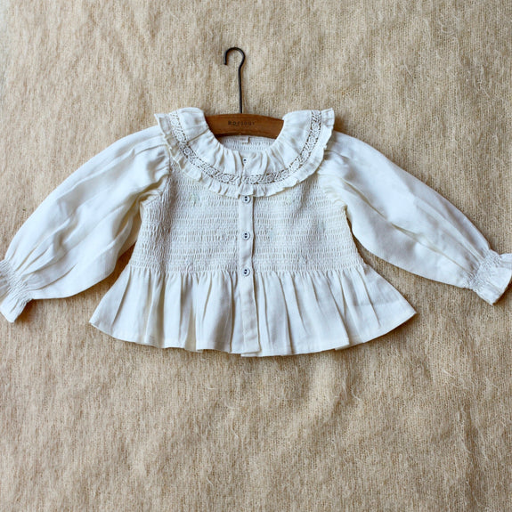 Ecru cotton piqué blouse