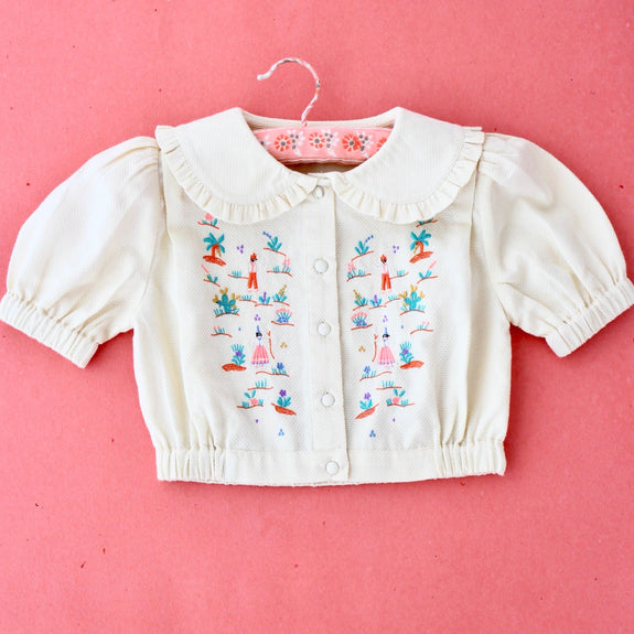 Embroidered Cropped Blouse