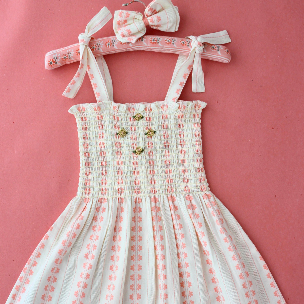 Handsmock Dress in Autumnal Red Brown Flowers by Bonjour