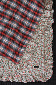 Red Tartan/Fleurette Print Quilted Blanket with Flounces