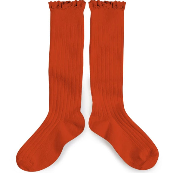 Lace Knee-High Sock Orange Confite