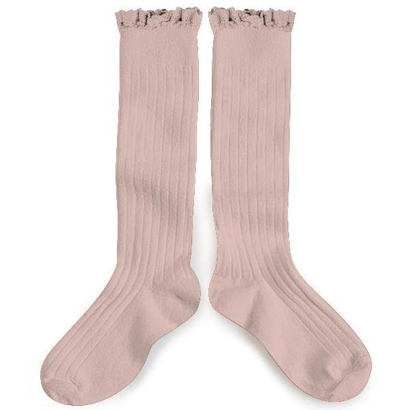 Lace Knee-High Sock Faded Rose