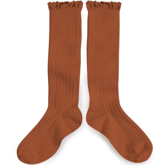 Lace Knee-High Sock Gingerbread