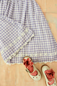 Lilac Gingham skirt dress with Scarf