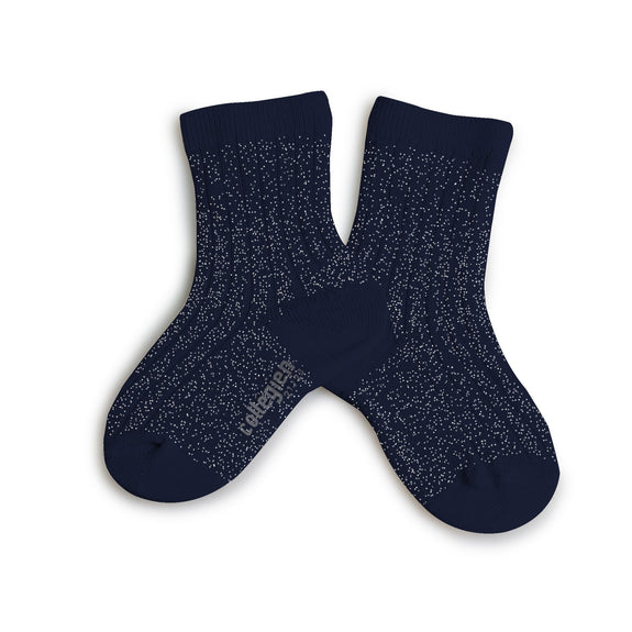 Lurex Ankle Socks Navy