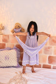 Lilac Gingham skirt dress with Scarf