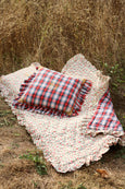 Red Tartan/Fleurette Print Quilted Blanket with Flounces
