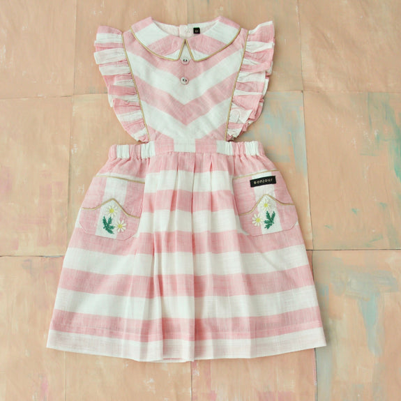 Pink deckchair striped Apron Dress