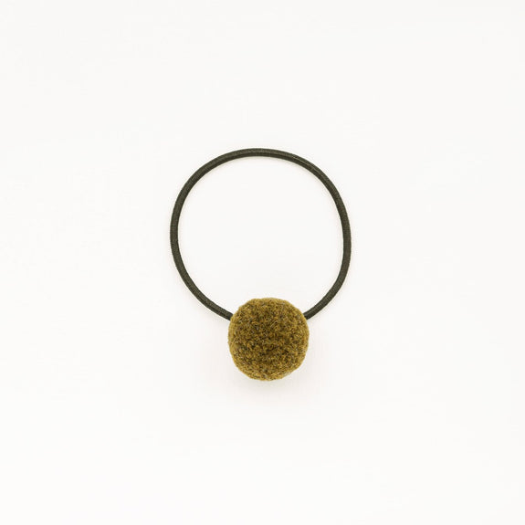 Hair tie with Handcrafted Pompon Khaki