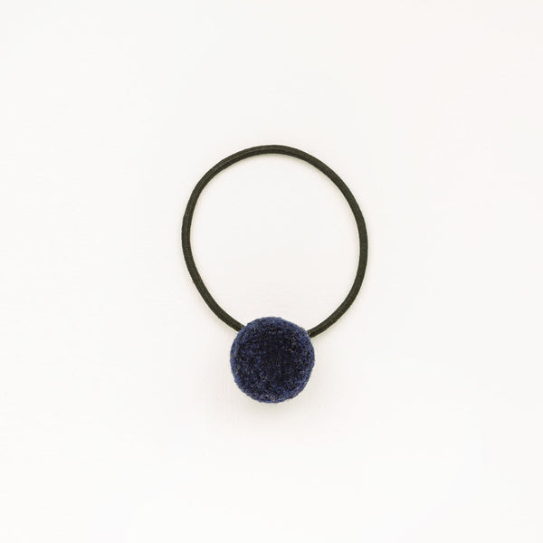 Hair tie with Handcrafted Pompon Purple Blue