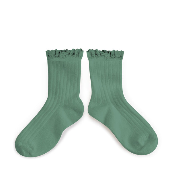 Lace Trim Ankle Socks Celadon