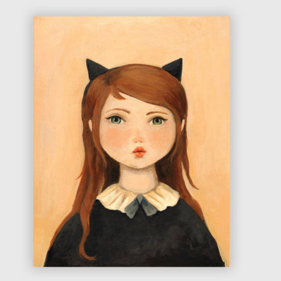 Portrait with cat ears Print