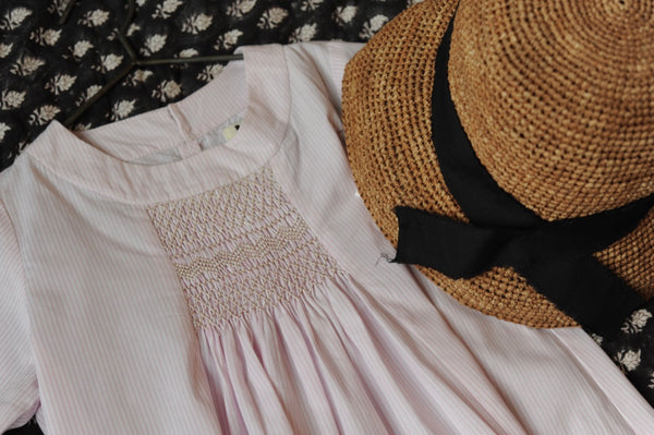 Rosemary Smocked Dress Pale Pink Stripes – Belle Vie Paris