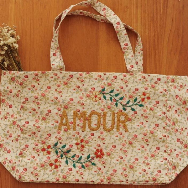 AMOUR Embroidered Large Handbag