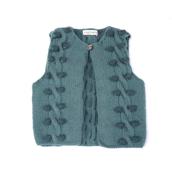 Pop hand-knitted vest Green