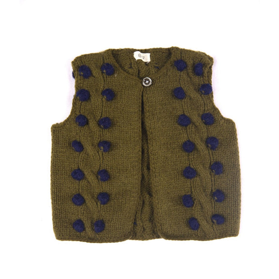 Pop hand-knitted vest Khaki